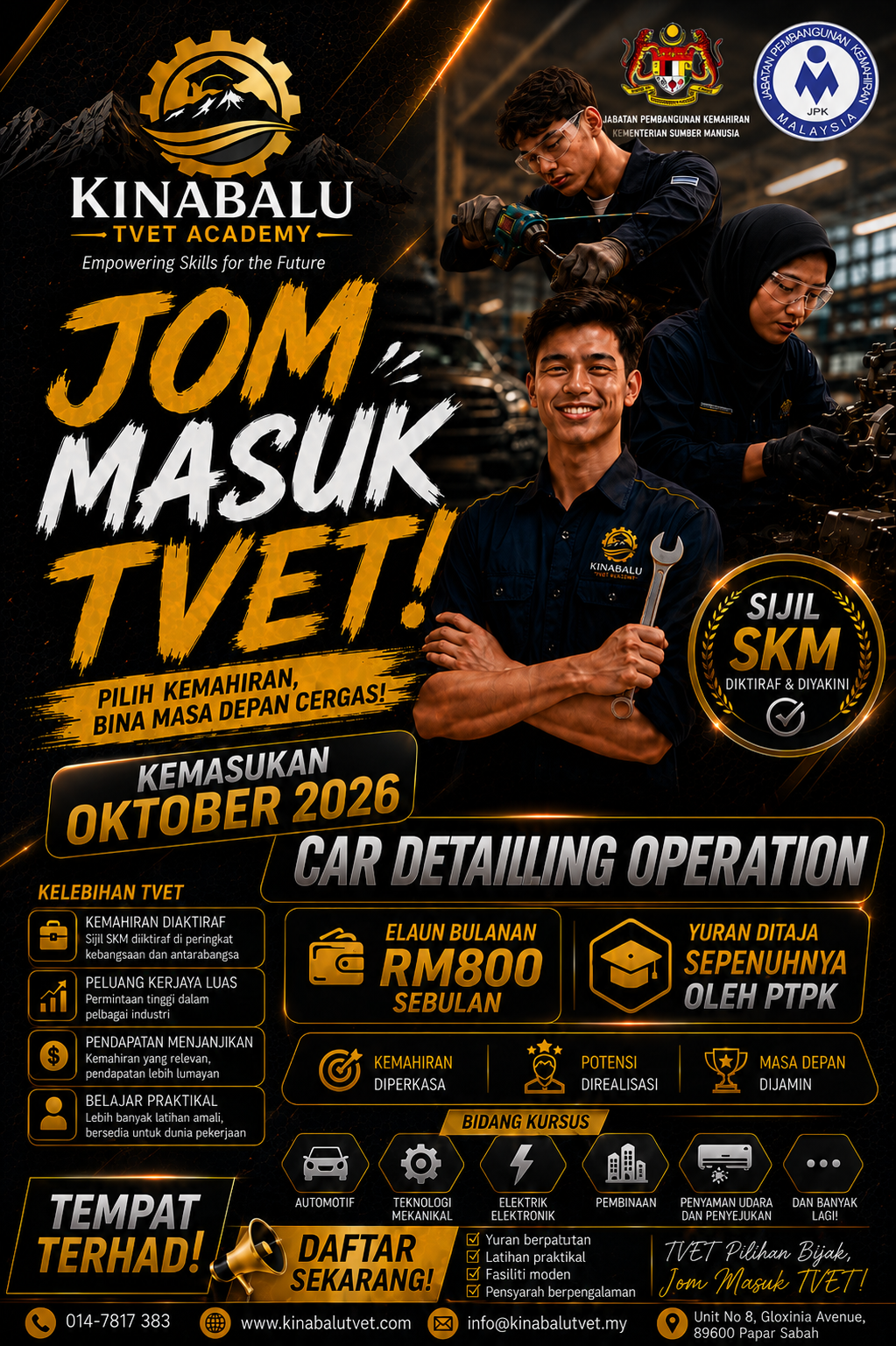 Jom Masuk TVET - Car Detailing Operation, Kemasukan Oktober 2026
